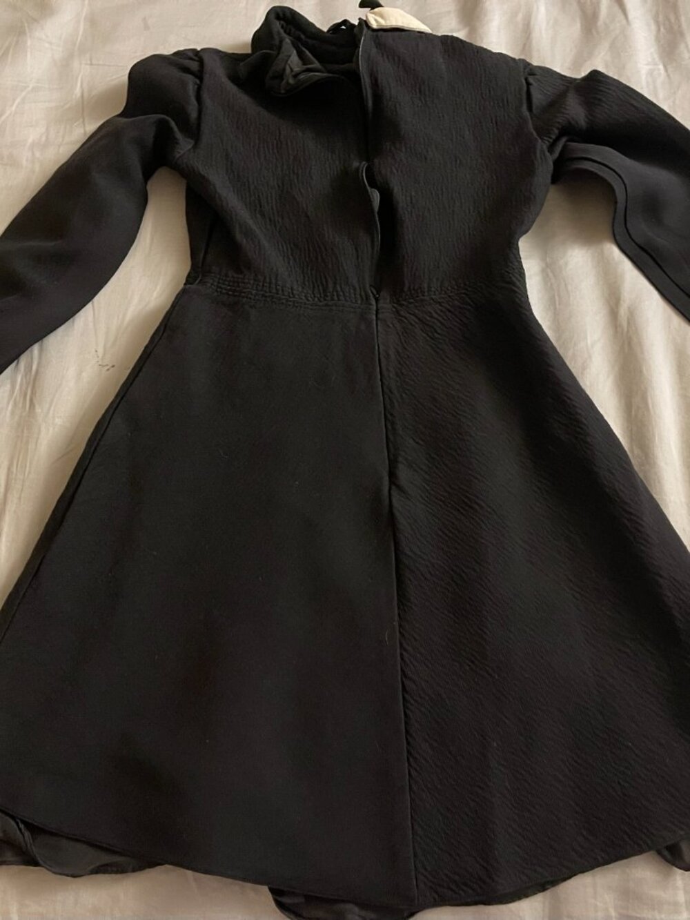 Valentino Black Fit & Flare Midi Dress Cream Collar Romantic XS/S - Picture 2 of 5